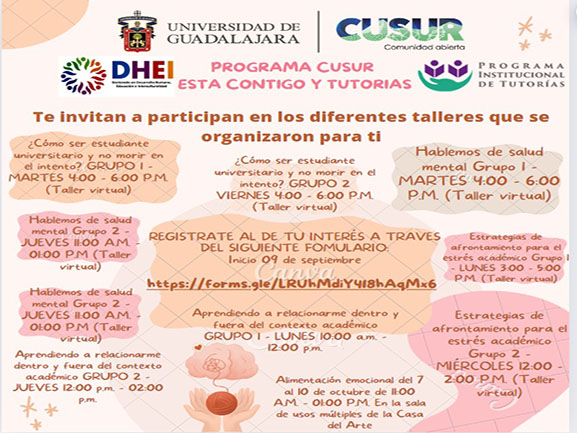 Imagen talleres Tutorías y Cusur esta Contigo